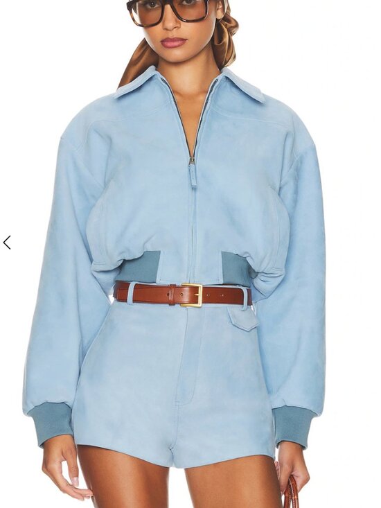 Helsa Jackets & Blazers - NWT Helsa The Suede Zip Bomber in Faded Denim